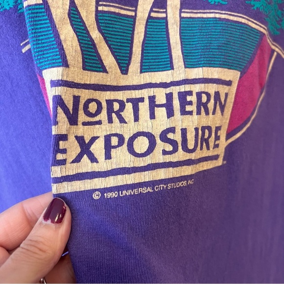 Vintage Cicely Alaska Sleep Shirt Purple Teal 1990 Universal City Studios - Picture 7 of 7